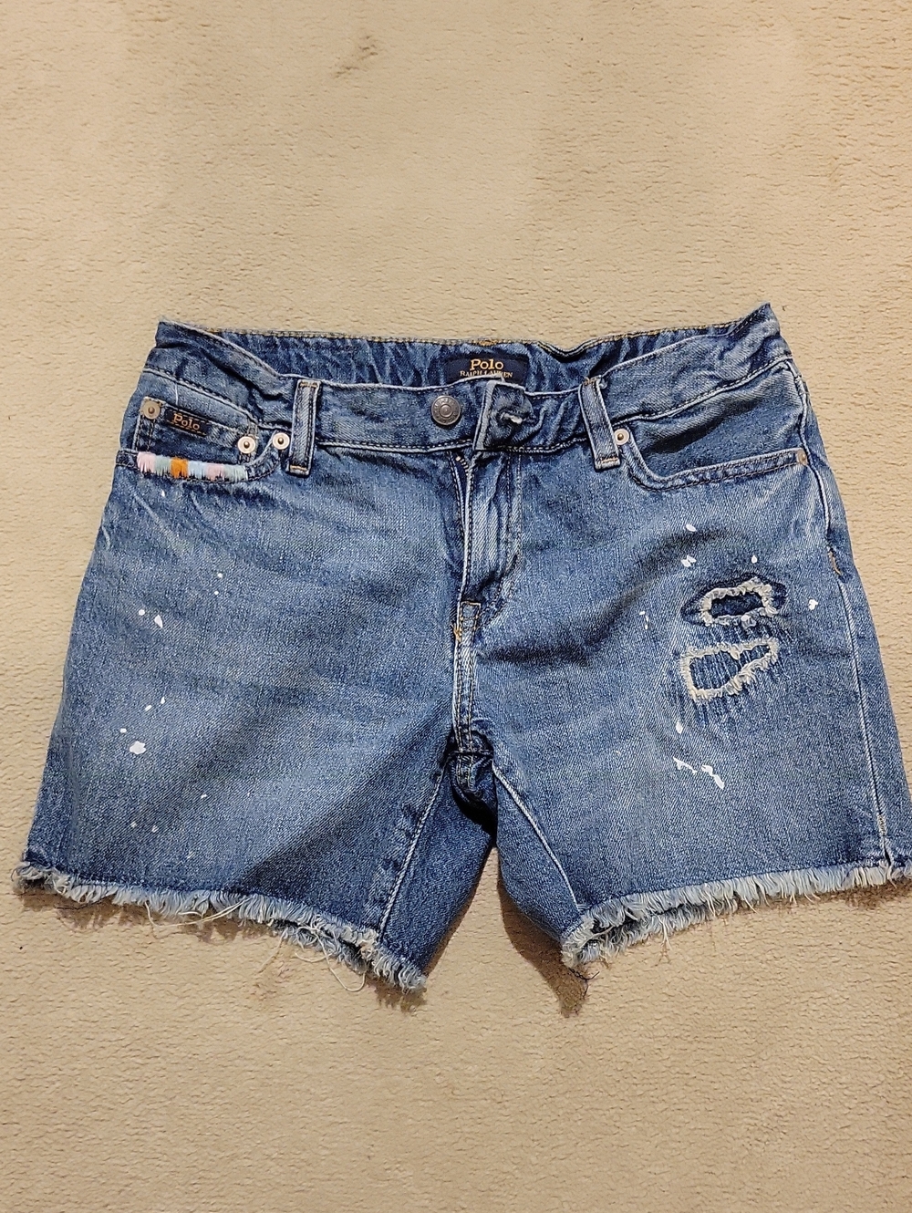 Polo by Ralph Lauren Blue Distressed Denim Cutoff Shorts